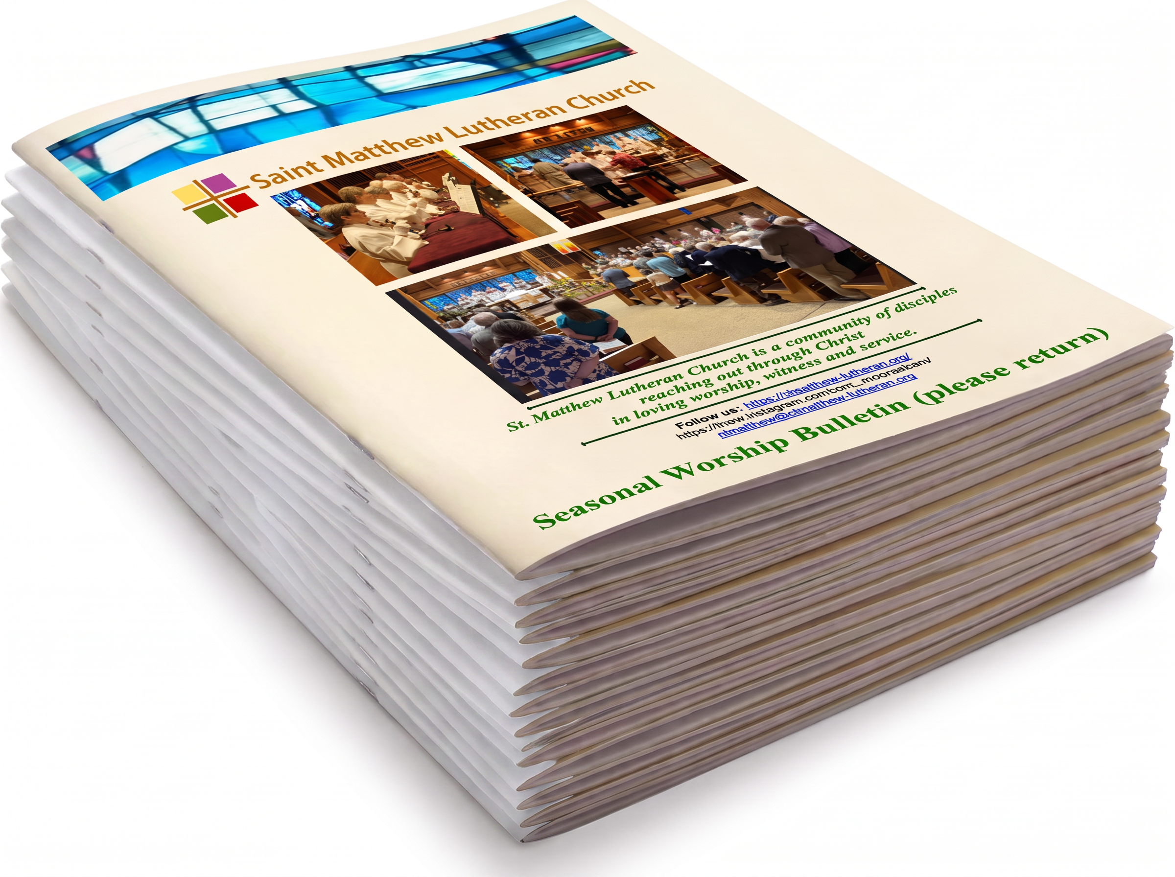 Stack of seasonal worship booklets