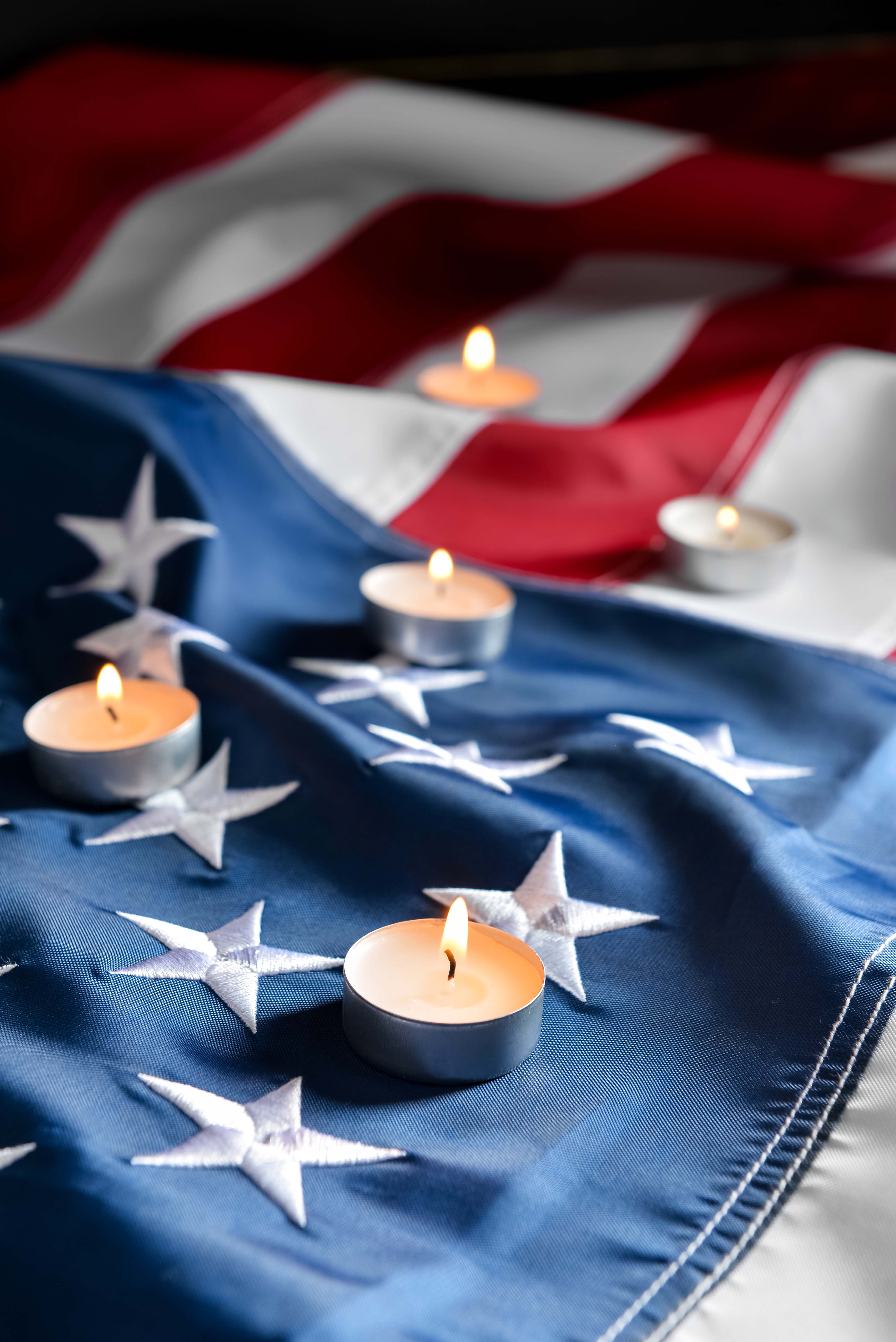 Candles on an American flag