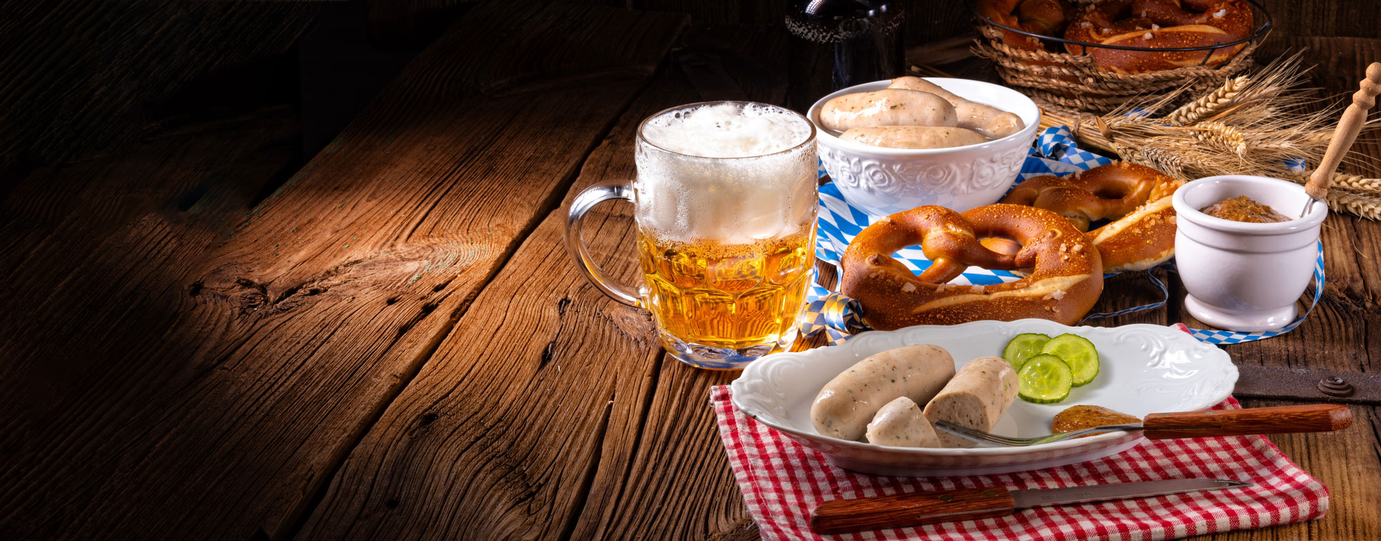 Oktoberfest pretzels and beer