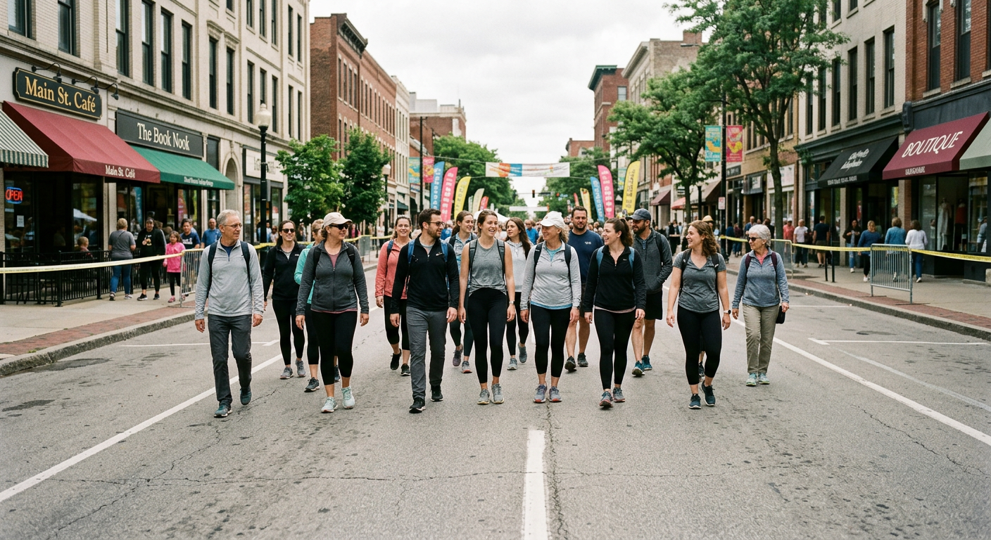 Walkers on Main Street